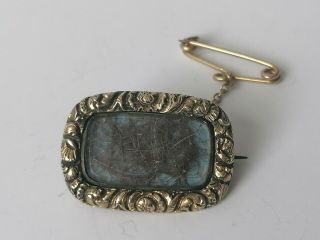 Antique Georgian Gold Mourning Hair 9ct Repousse Old Brooch Pin Jewellery