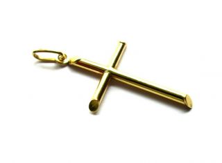 Simple Yet Vintage 14kt Gold Italian Gold Cross Pendant 1.  5 " X 15/16 