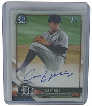Casey Mize 2018 Bowman Draft Chrome Prospect Autograph Card Tigers Cda - Cm Mlb
