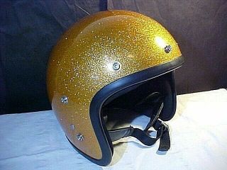 Vintage Metalflake Gold 1966 Ssk Helmet With Modi Visor Xl