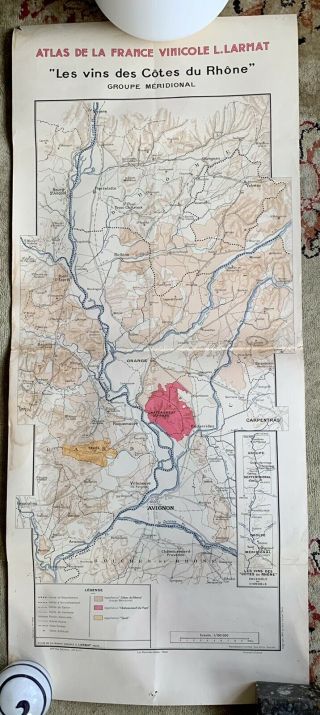 Atlas De La France Vinicole Vintage Wine Map Les Vins Des Cotes Du Rhones
