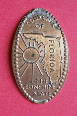 The Sunshine State Elongated Penny Florida Usa Cent Souvenir Coin
