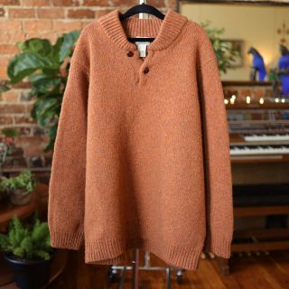 Ll Bean Sweater 100 Lambs Wool Knit Burnt Orange Pumpkin Pie Spice Xxl Tall