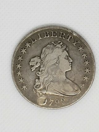 1798 $1 Draped Bust / Large Eagle / Edge Lettered Decent Silver Dollar
