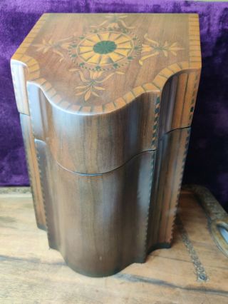 Georgian Antique Style Wooden Knife Box W Shell - Stylish Nouveau Design Wood Box