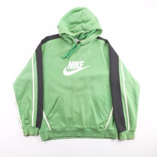 Vintage Nike Big Logo Green 00s Round Neck Hoodie Mens L