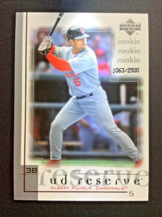 2001 Ud Reserve 204 Albert Pujols Limited Numbered Rookie Card