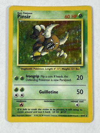 Pinsir Pokemon Card Jungle 9/64 Holo 1999