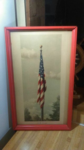 Our Flag Framed Picture,  Fred Tripp,  Mccleary Hospital & Clinic,  Rare,  Vg