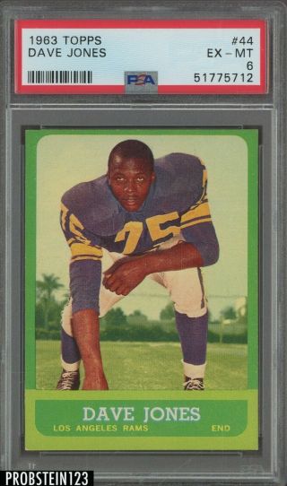 1963 Topps Football 44 Dave Jones Los Angeles Rams Psa 6 Ex - Mt