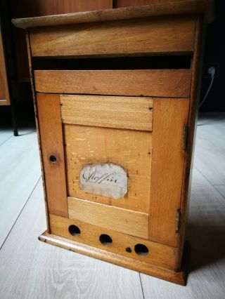 French Antique Oak Wood Mail Letter Box