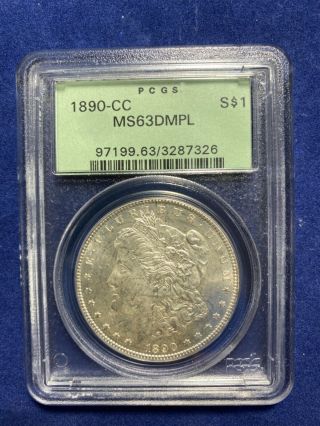 Morgan Silver Dollar 1890 - Cc Pcgs Ms63 Dmpl Deep Mirror Proof Like