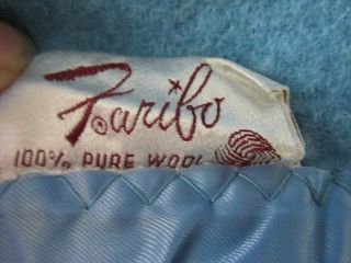 Vintage Faribo 100 Pure Wool EUC Blanket W/ Satin Trim Blue 81 