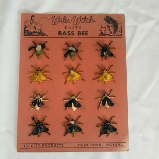 Vintage 1940s Water Witch Baits Rare Fishing Lures Display Rubber Bass Bee (5)