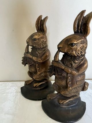 Rare Unique Vintage Antique Bunny Rabbit Bookends Signed Creation 1930