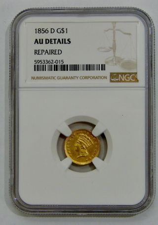1856 D - Indian Princess Gold Dollar - Ngc Au Details - Rare