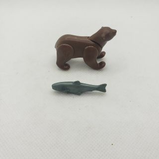 Playmobil Brown Bear And Fish - Zoo Woods Forest Animal Replacement Parts
