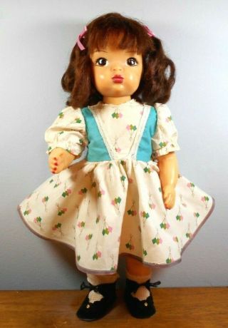 Vintage 1950s Terri Lee Doll 16 " Hard Plastic Glued On Wig.  Wearing Era Type Dress