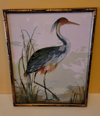 Vintage Style Tropical Crane Bird Paint By Number Bamboo Frame