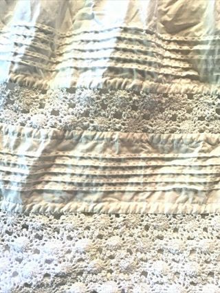 Ll Bean Heirloom White Sunwashed Pin Tuck & Lace Bed Skirt Full Size Exc Cond