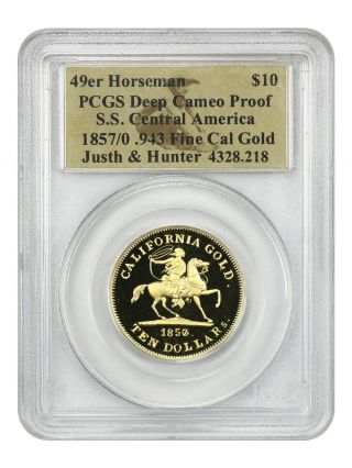S.  S.  Central America: 1857/0 49er Horseman $10 Pcgs Pr Dcam