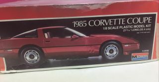 Vintage 1985 Monogram Corvette Coupe Large 1:8 Scale 2608 Started Kit