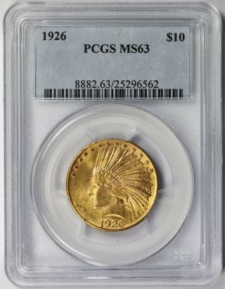 1926 Indian Head Eagle Gold $10 Ms 63 Pcgs