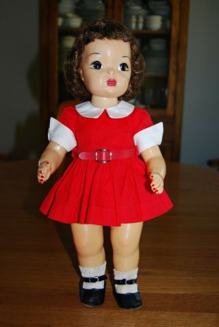 Vintage 16 " Terri Lee Doll - Brunette In Red School Dress
