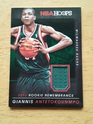 Giannis Antetokounmpo 2014 - 15 Nba Hoops Rookie Remembrance Jersey Patch Card 22
