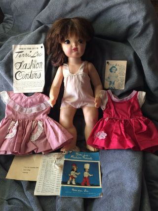 Vintage 16 " Terri Lee Doll With Raysheen Wig.  2 Dresses 1950’s