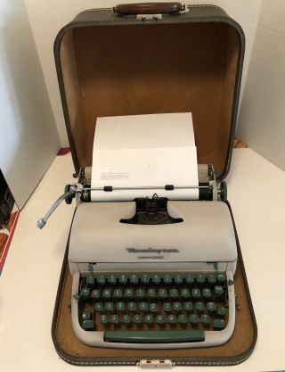 Vintage Remington Quiet Riter Typewriter W/case Key Green Keys 50s Antique