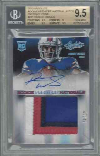 Robert Woods 2013 Absolute Jumbo 4 Color Patch Auto Rc /49 Bgs 9.  5 10 Au Pop 1/1