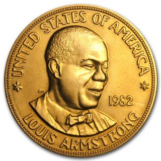 U.  S.  1 Oz Gold Commemorative Arts Medal Louis Armstrong - Sku 28905