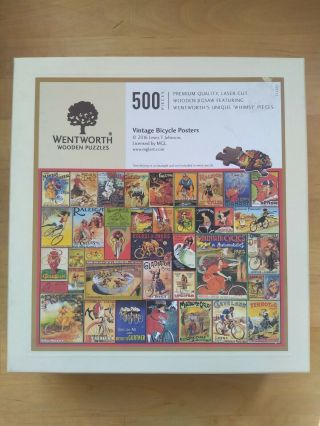 Wentworth Vintage Bicycle Posters Wooden Puzzle - 500 Piece