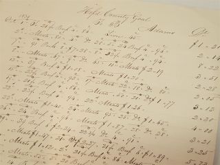 1839 Antique Hartford County Jail Ct Handwritten Paper Adams Food Meats Liver