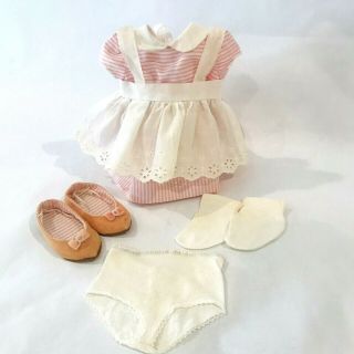 Vtg Chatty Cathy Clothing Pink Peppermint Stick Dress Apron Socks Panties Shoes