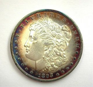 1893 - O Morgan Silver Dollar Near Gem Uncirculated,  Color Rare This