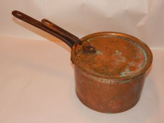 Antique French? Heavy Copper Cookware Pot Pan With Lid Over 6 Pounds