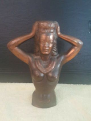 Bronze Nude Woman Bust Sculpture Great Face.  Antique.  6 "