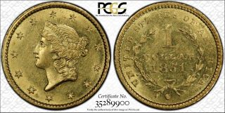 Rare 1851 - C Charlotte Us $1 Gold Liberty Head Dollar Pcgs Ms61