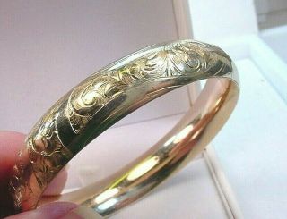 Victorian Antique Engraved Design Gold Filled Bangle Bracelet Extra