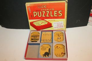 1940 Vintage A.  C.  Gilbert Hall Of Science Box Of 5 Problem Puzzles