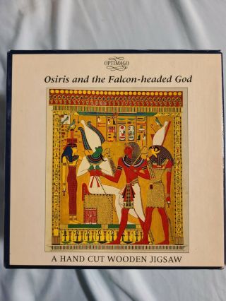 Optimago Hand Cut Wooden Puzzle " Osiris And The Falcon Headed God " British.
