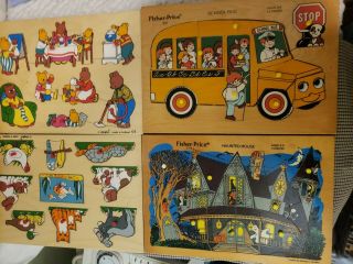 4 Vtg 70s - 80s?? 2 - Fisher Price 2 - Simplex Wooden Puzzles