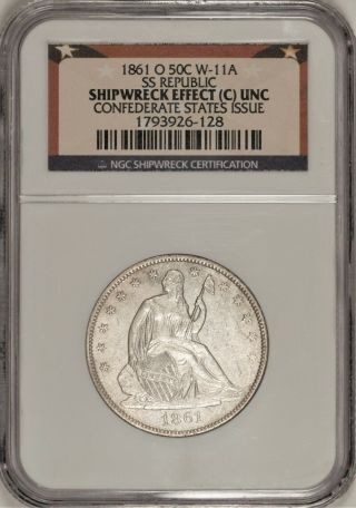 1861 - O Seated Liberty Half Dollar W - 11a Csa Issue Die Crack Ngc Shipwreck