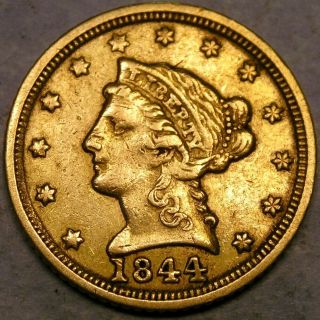 1844 C Liberty Head $2.  5 Gold Quarter Eagle Very Rare Charlotte Minted