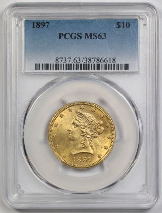 1897 Liberty Head Eagle Gold $10 Ms 63 Pcgs