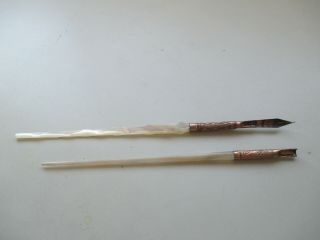 2 Antique Gold Dip Pens With Mother Of Pearl Handles With Case - 181
