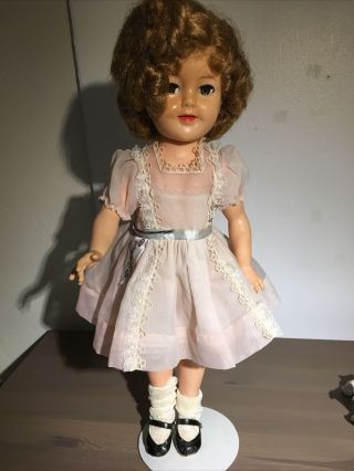 Ideal Shirley Temple 17 " Vinyl Doll St - 17 Pink Dress And Shoes Vintage