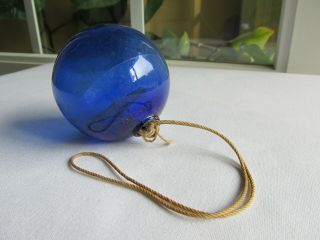 Antique Cobalt Blue Three Piece Mold Target Ball Fine